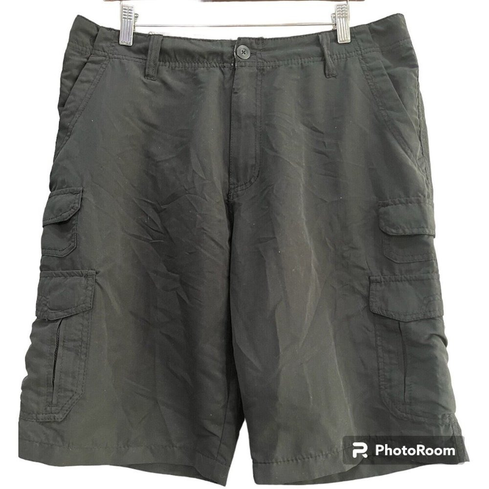 Iron Co Cargo Shorts Men 34 Black Performance Outdoor Hiking Fishing Gorpcore